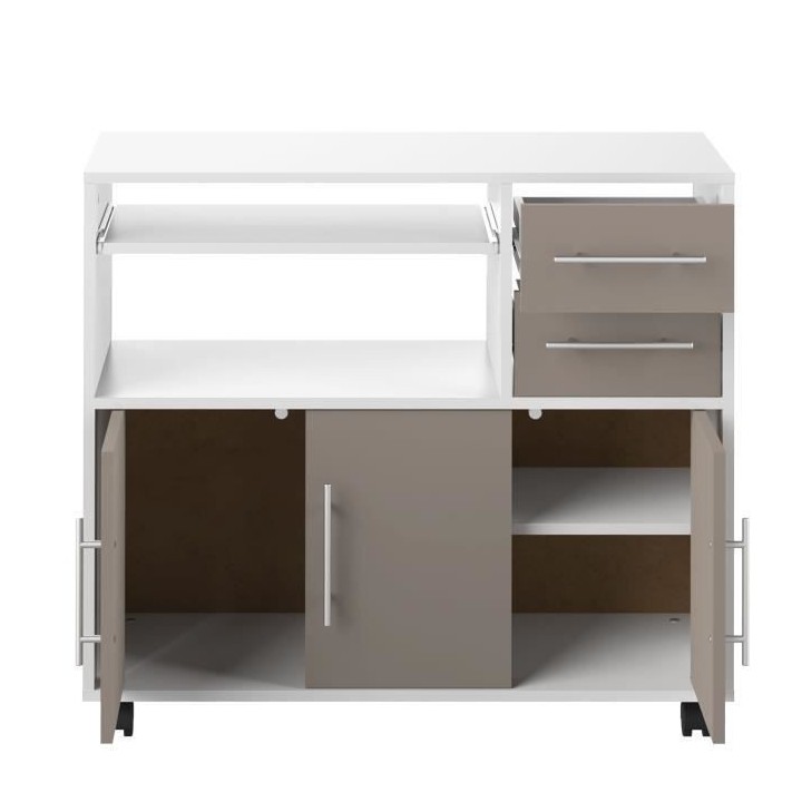 PEPPER Desserte de cuisine - 3 portes + 2 tiroirs + 1 étagere couliss