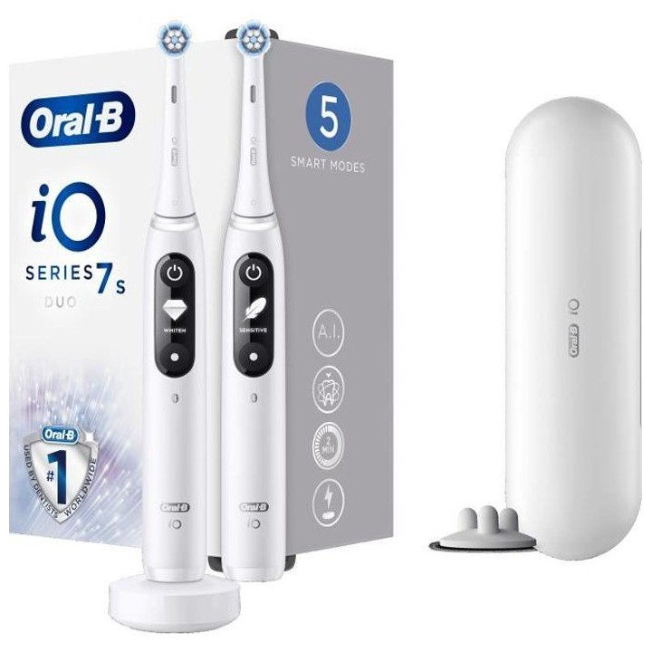 Oral-B iO 7s Duopack Brosse a Dents Électrique Rechargeable, 2 Manche