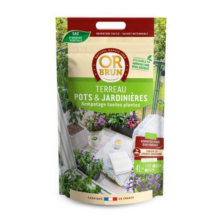 OR BRUN Terreau pots et jardinieres 4l
