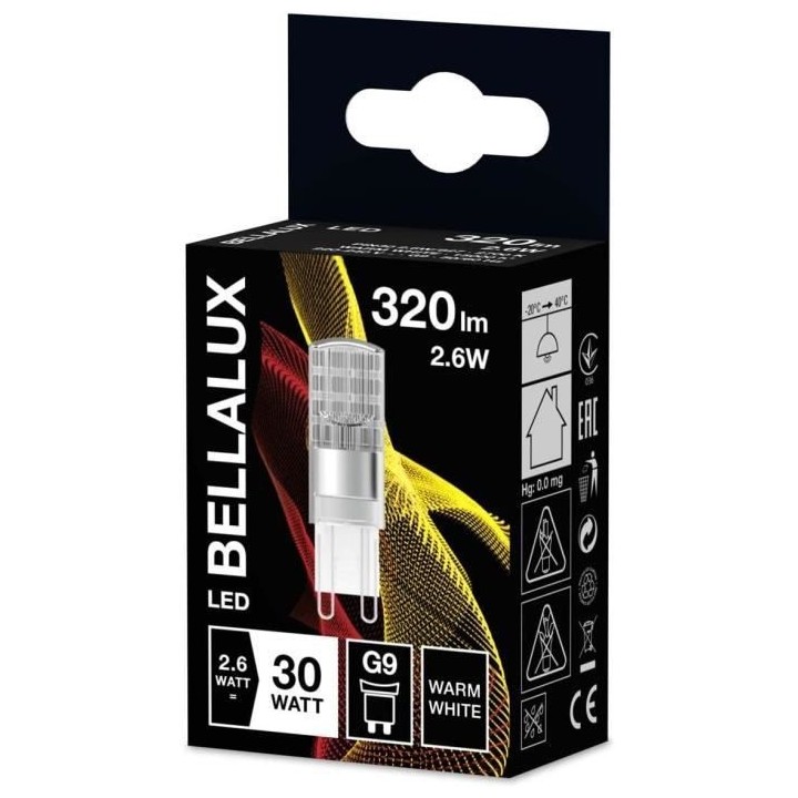 BELLALUX Ampoule LED Capsule claire 2,6W 30 G9 chaud