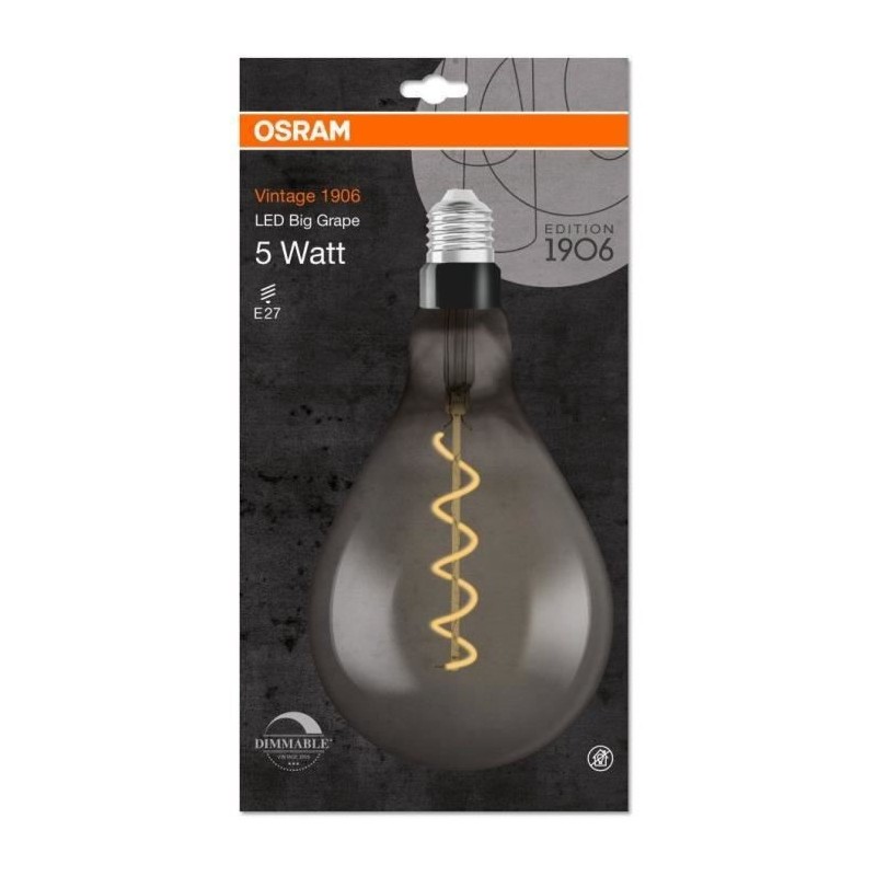 OSRAM Edition 1906 Ampoule LED Standard 160mm cl fil var SMOKE 5W 12 E27 ch