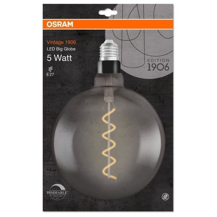 OSRAM Edition 1906 Globe 200mm LED clair filament var SMOKE 5W 12 E27