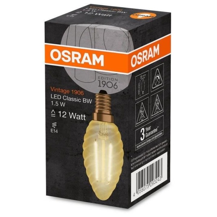 OSRAM Edition 1906 Flamme torsadée LED clair filament OR 1,5W 12 E14