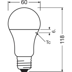 OSRAM Ampoule LED Standard dépolie avec radiateur 10W 75 E27 froid