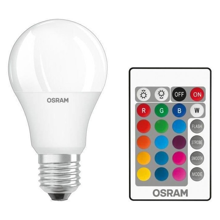 OSRAM Ampoule LED STAR+ Standard RGBW dép radiateur var 9W 60 E27 ch