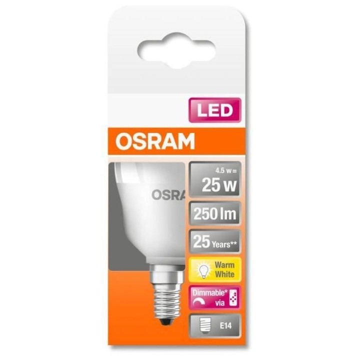 OSRAM Ampoule LED STAR+ Sphérique RGBW dép radiateur var 4,5W 25 E14
