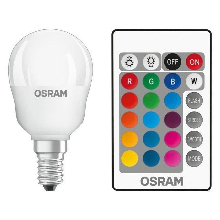 OSRAM Ampoule LED STAR+ Sphérique RGBW dép radiateur var 4,5W 25 E14