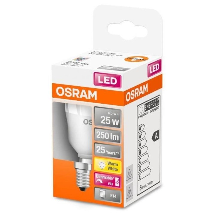 OSRAM Ampoule LED STAR+ Sphérique RGBW dép radiateur var 4,5W 25 E14