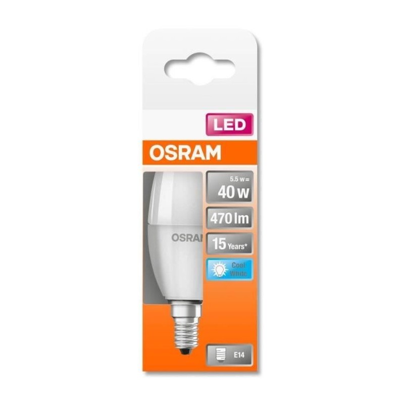 OSRAM Ampoule LED Flamme dépolie avec radiateur 5,5W 40 E14 froid