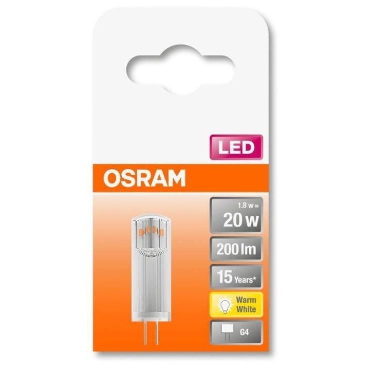 OSRAM Ampoule LED Capsule claire 1,8W 20 G4 chaud