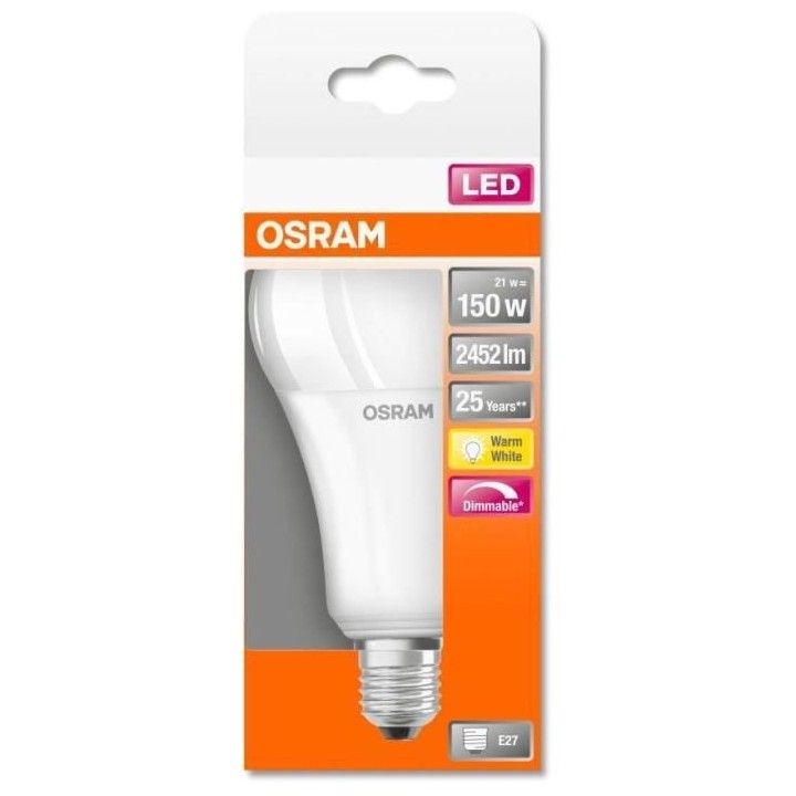 OSRAM Ampoule LED Standard dépolie radiateur variable 21W 150 E27 cha