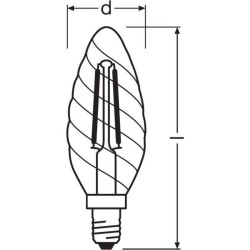 OSRAM Ampoule LED Flamme torsadée clair filament 4W 40 E14 chaud