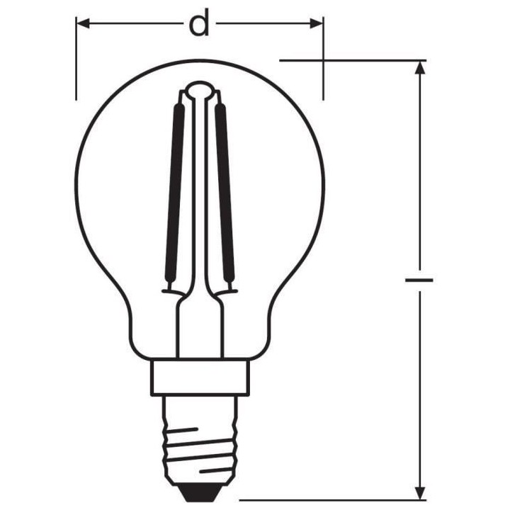 OSRAM Ampoule LED Sphérique clair filament 1,5W 15 E14 chaud