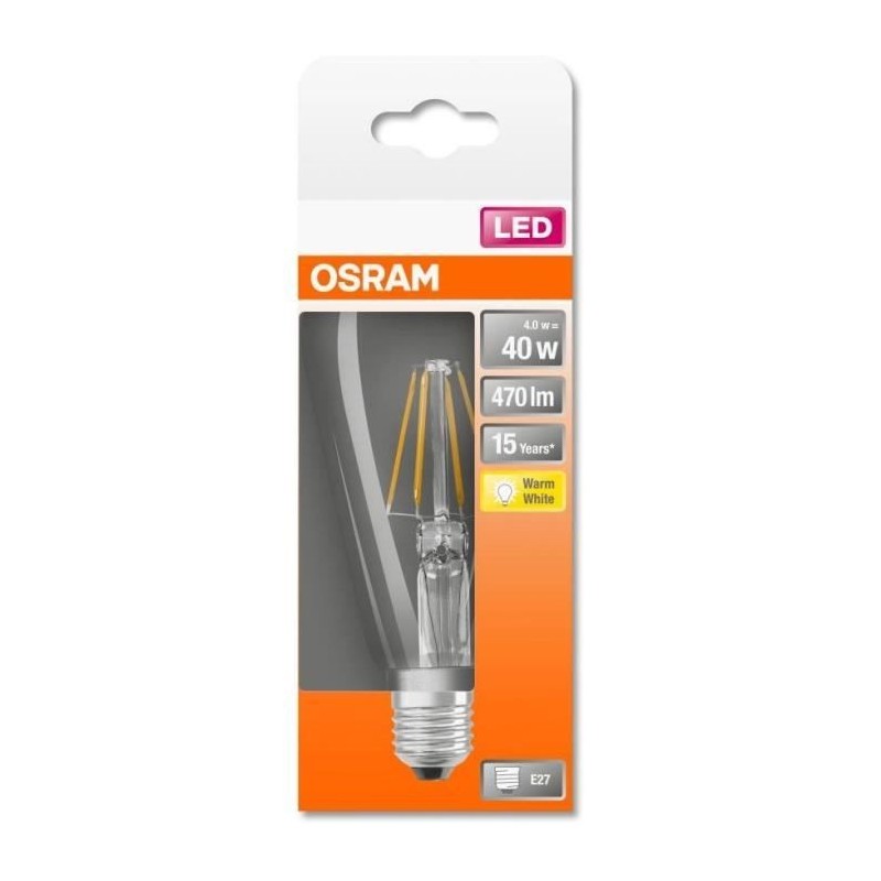 OSRAM Ampoule LED Edison clair filament 4,5W 40 E27 chaud