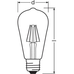 OSRAM Ampoule LED Edison clair filament 4,5W 40 E27 chaud