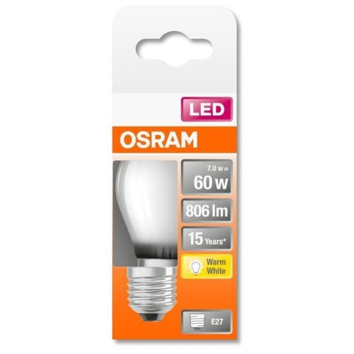 OSRAM Ampoule LED Sphérique verre dépoli 7W 60 E27 chaud