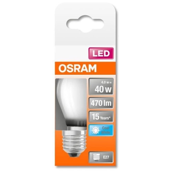 OSRAM Ampoule LED Sphérique verre dépoli 4W 40 E27 froid
