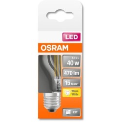 OSRAM Ampoule LED Sphérique clair filament 4W 40 E27 chaud