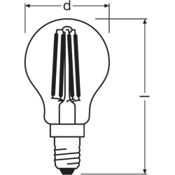 OSRAM Ampoule LED Sphérique clair filament 4W 40 E14 froid