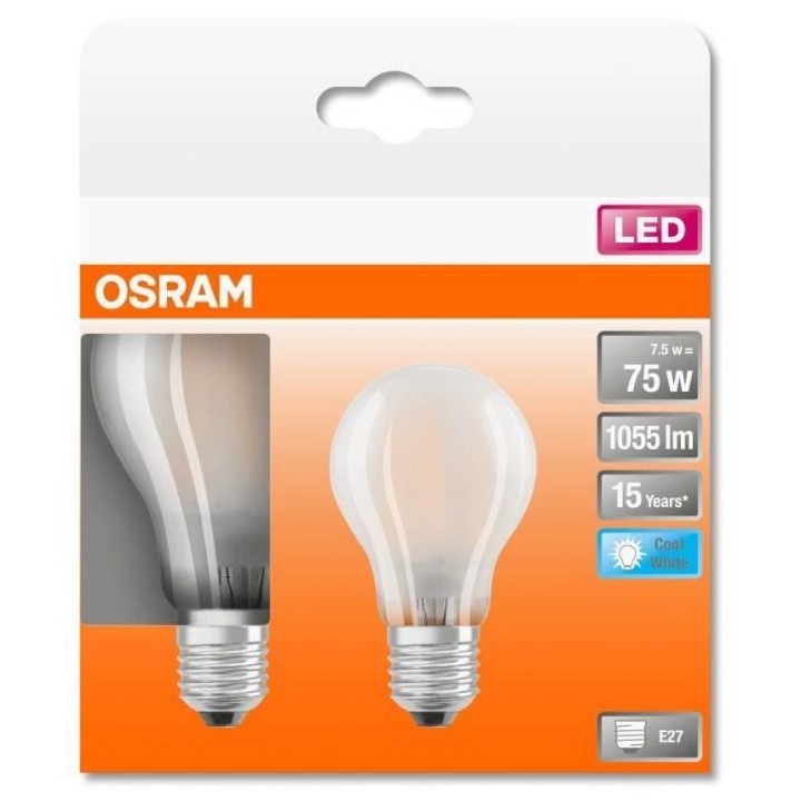 OSRAM BTE2 Ampoule LED Standard verre dépoli 7,5W 75 E27 froid