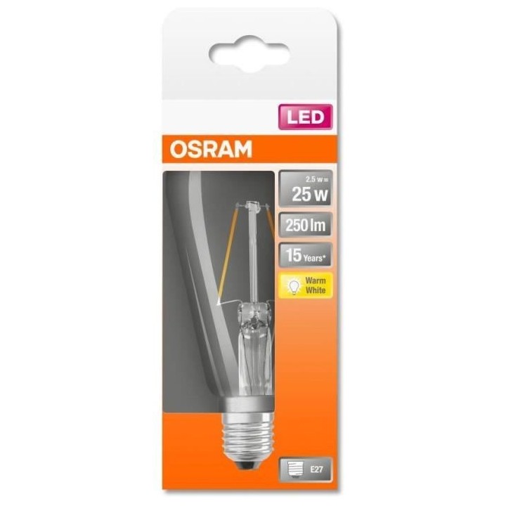OSRAM Ampoule LED Edison clair filament 2,5W 25 E27 chaud