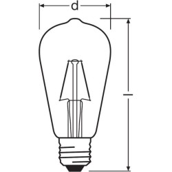 OSRAM Ampoule LED Edison clair filament 2,5W 25 E27 chaud