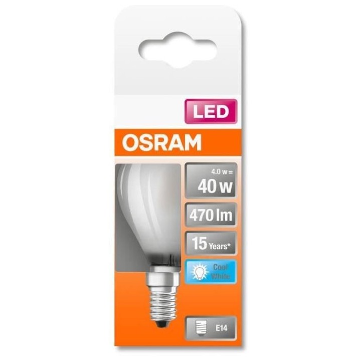 OSRAM Ampoule LED Sphérique verre dépoli 4W 40 E14 froid