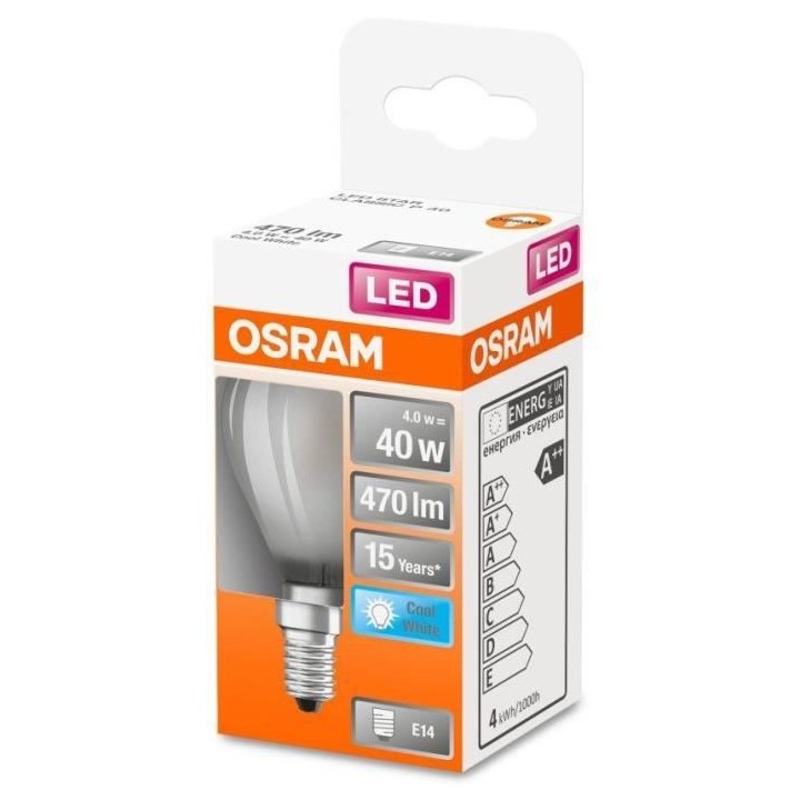 OSRAM Ampoule LED Sphérique verre dépoli 4W 40 E14 froid