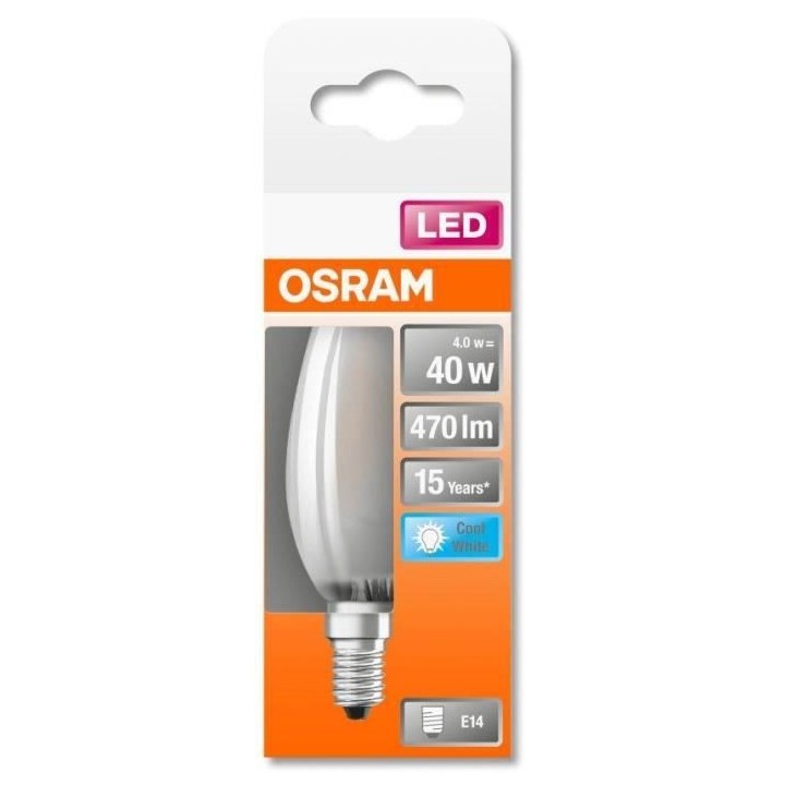 OSRAM Ampoule LED Flamme verre dépoli 4W 40 E14 froid