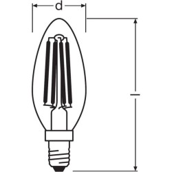 OSRAM Ampoule LED Flamme clair filament 4W 40 E14 froid