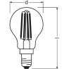 OSRAM Ampoule LED Sphérique clair filament variable 6,5W 60 E14 chaud