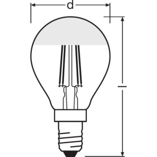 OSRAM Ampoule LED Sphérique clair filament Mirror or 4W 37 E14 chaud