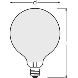 Ampoule Globe LED OSRAM Diametre 95 mm - 12W  100 - E27 - Verre dépoli - Blanc Chaud