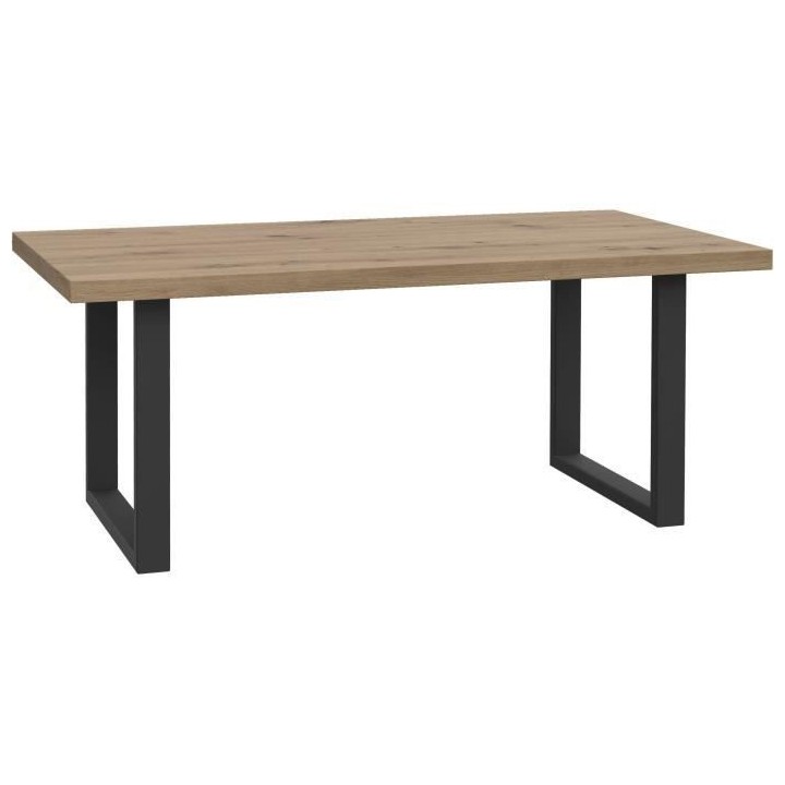 Table basse - Chene artisan et pieds luges en métal noir - L 110 x P
