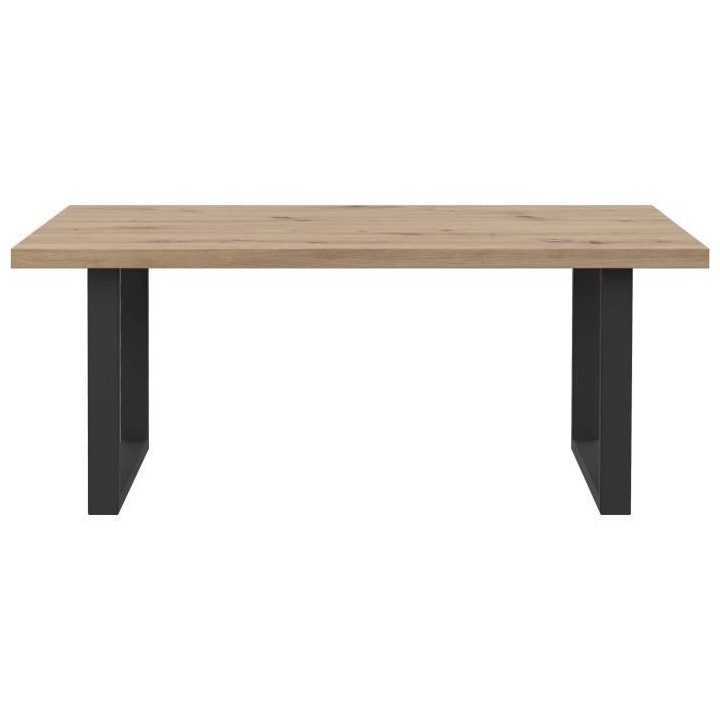 Table basse - Chene artisan et pieds luges en métal noir - L 110 x P