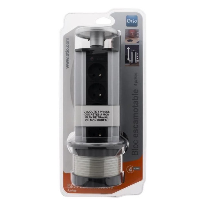 OTIO Bloc multiprise escamotable 4 prises 16A