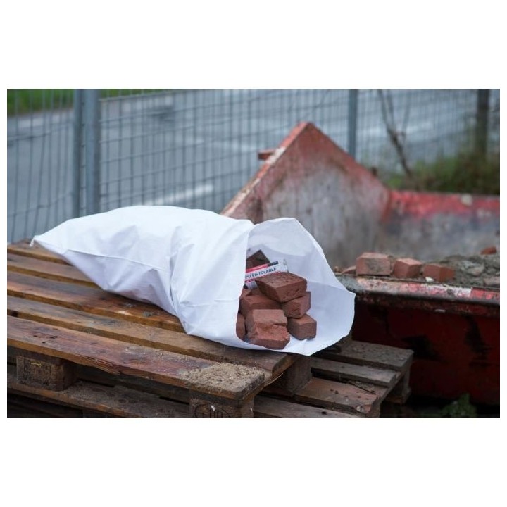 NATURE Sac a déchets matériaux bati - Blanc - 60 l - H100xØ60 cm