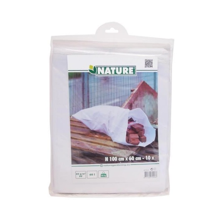 NATURE Sac a déchets matériaux bati - Blanc - 60 l - H100xØ60 cm