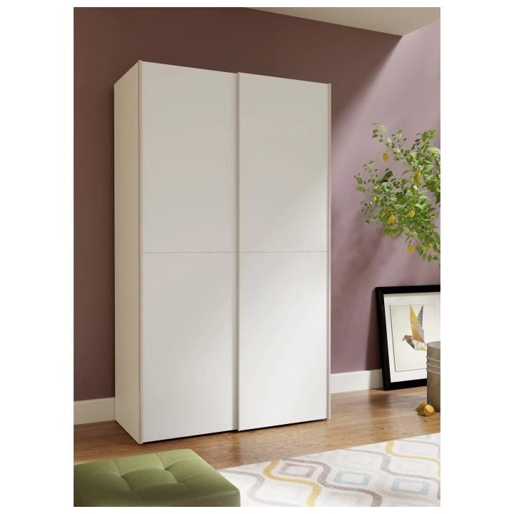 Armoire 2 portes coulissantes - Blanc mat - L 120 x P 61,2 x H 190,5 c