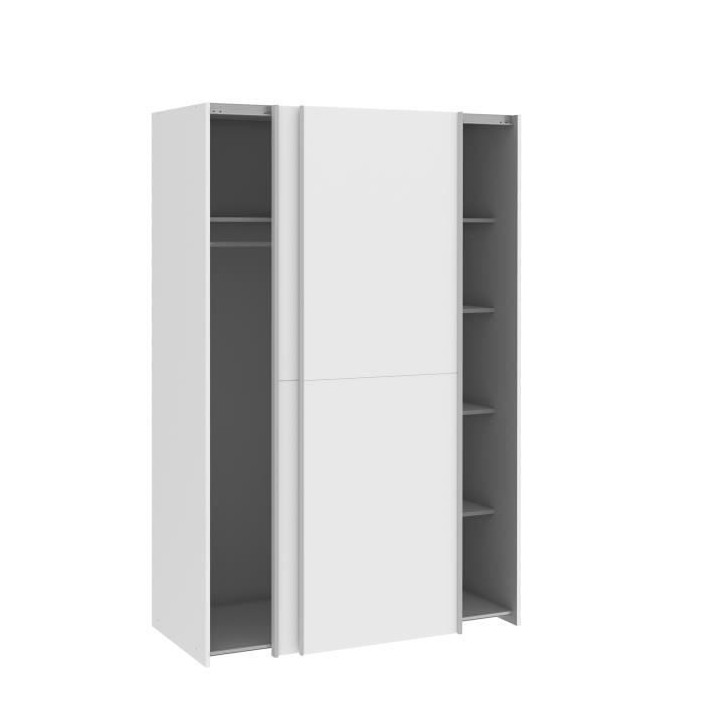 Armoire 2 portes coulissantes - Blanc mat - L 120 x P 61,2 x H 190,5 c