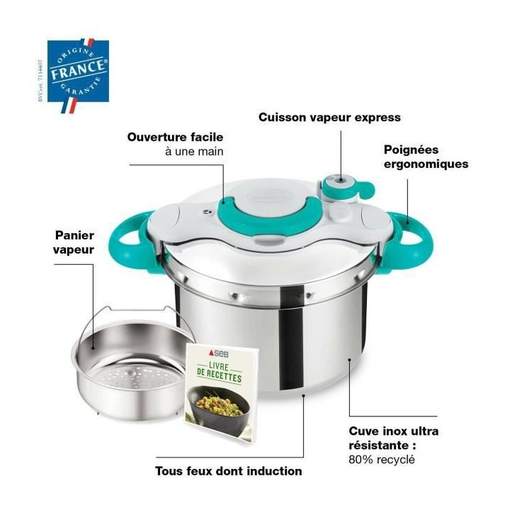 SEB P4624816 Autocuiseur Cocotte minute CLIPSO MINUT' EASY - 7,5L - To