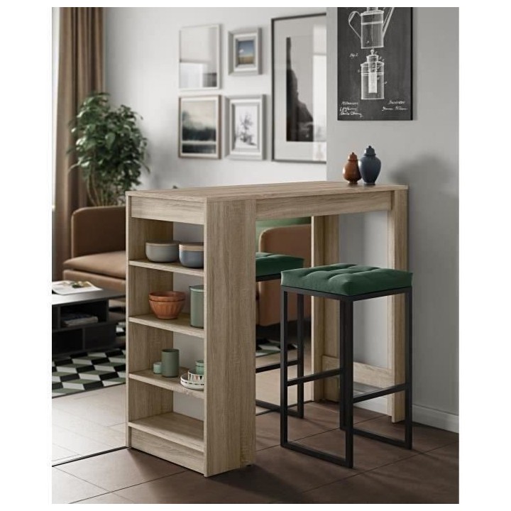 Table bar CHILI -Décor chene 4 Niches - 2 a 4 personnes - Style conte