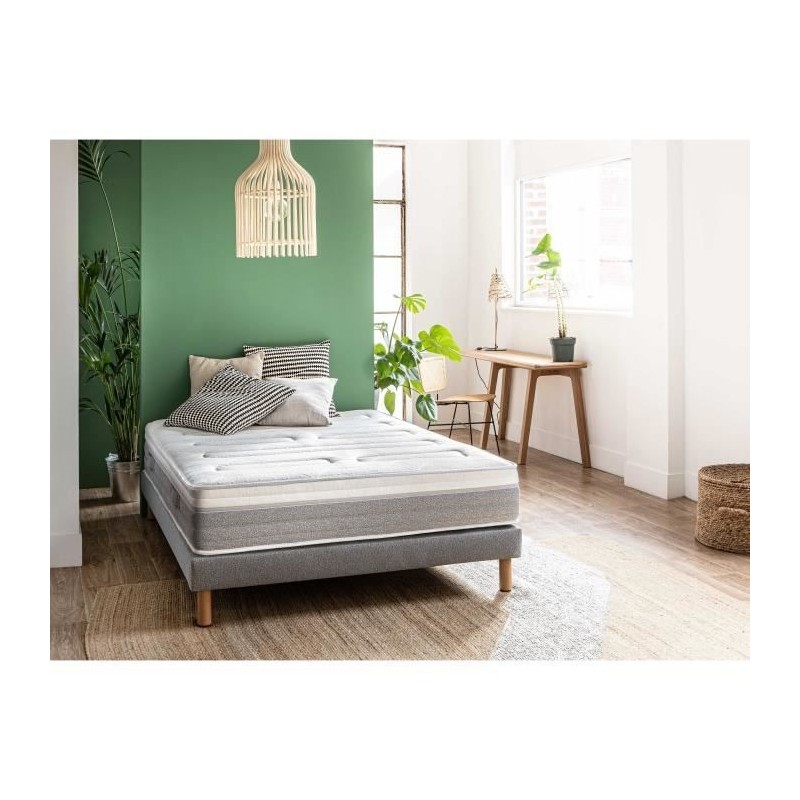 SOMDREAM DREAMCOMFORT Matelas 180x200 cm + Sommier - 1178 ressorts ensachés - 7 zones - Tres Ferme - 27 cm - 100% Français