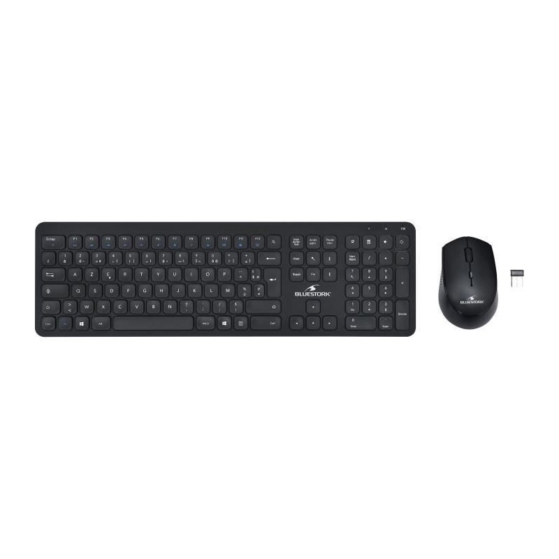 Bluestork - Pack clavier souris sans fil Noir SLIM