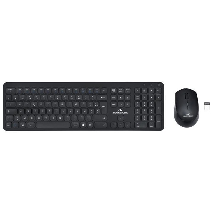 Bluestork - Pack clavier souris sans fil Noir SLIM