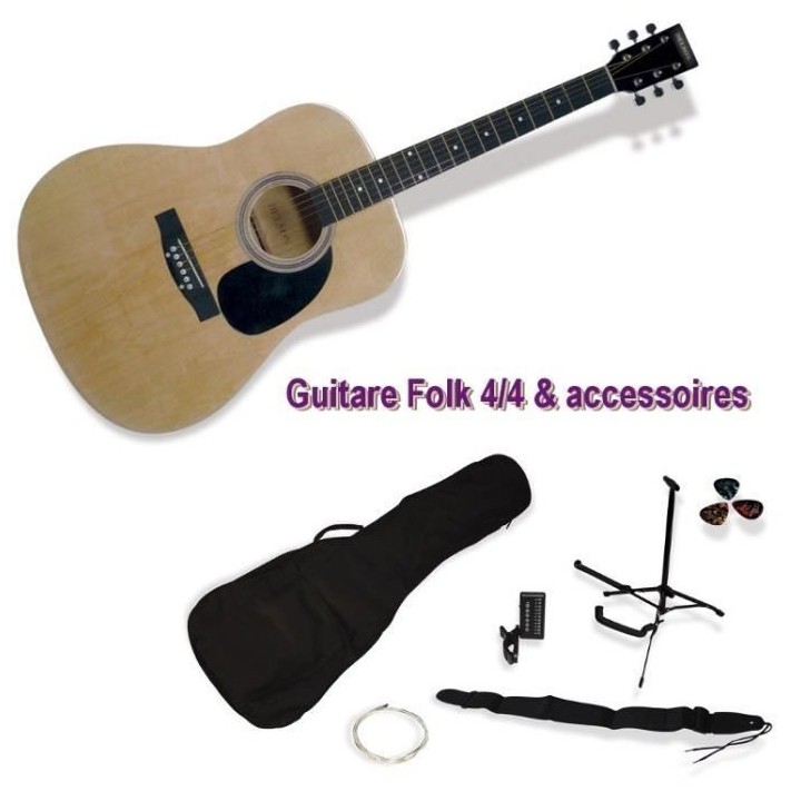 DELSON Pack Guitare Folk Montana naturelle + accessoire