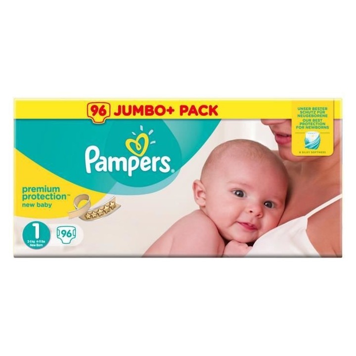 Pampers Premium Protection New Baby Taille 1 (Nouveau-Né) 2-5 kg, 96