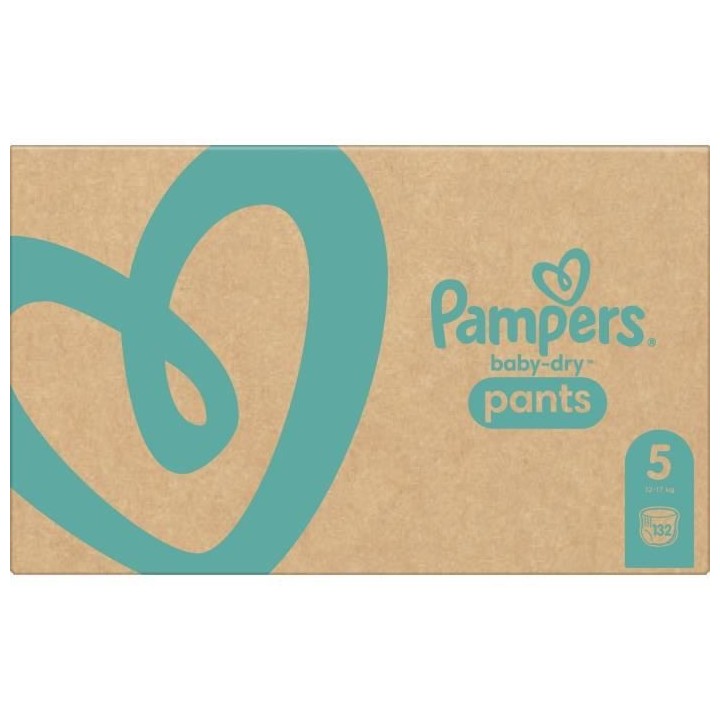 PAMPERS Baby-Dry Pants Taille 5, 12-17kg, 132 Couches - Pack 1 Mois
