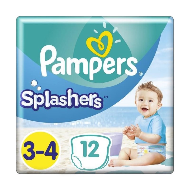 Pampers Splashers Taille 3-4, 6-11 kg, 12 Couches-Culottes De Bain