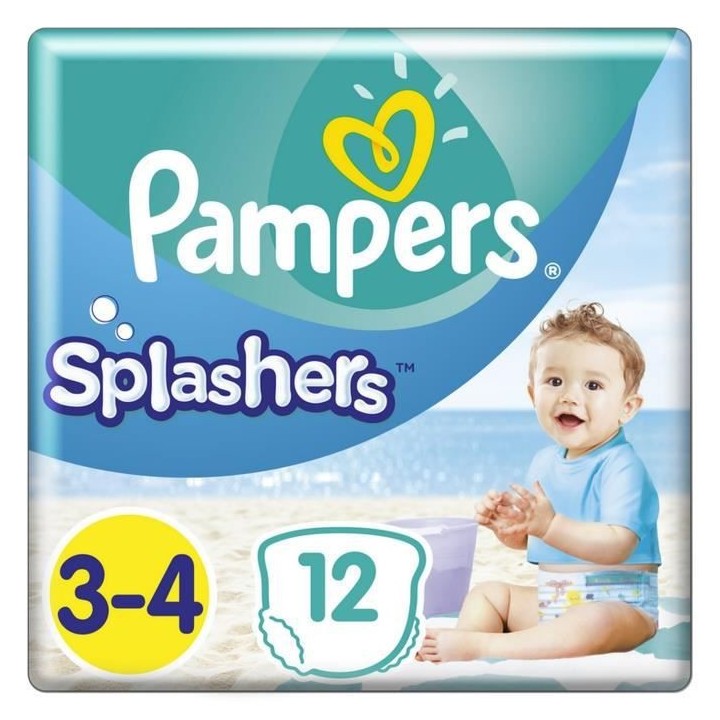 Pampers Splashers Taille 3-4, 6-11 kg, 12 Couches-Culottes De Bain
